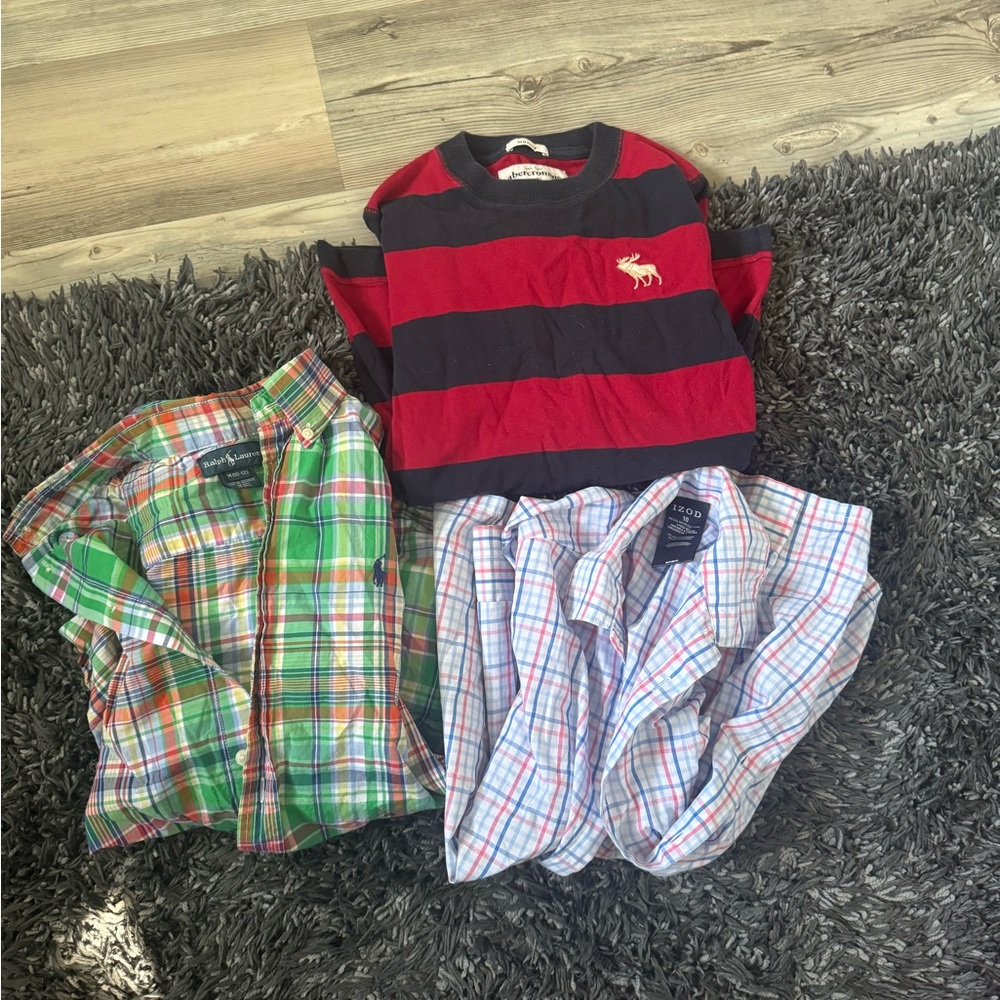 RL: green (sz12), IZOD (10) light blue Abercrombie (sz S)blue/red-sweater BOYS